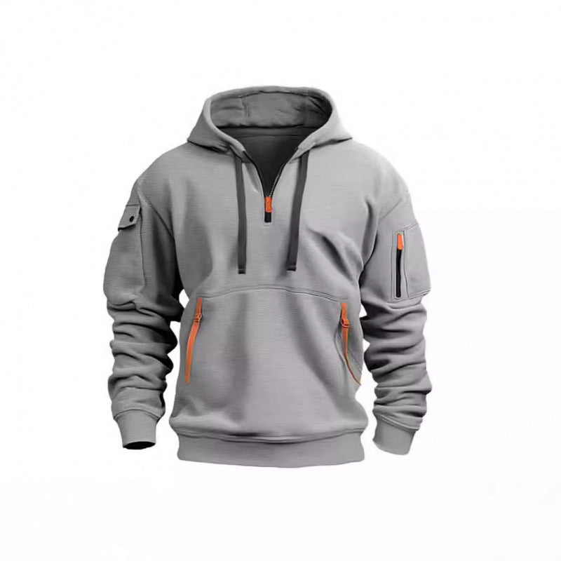 2024 Cross-Border Autumn and Winter Men's Sports Casual Sweatshirt Hooded Pullover Zipper Multi-Pocket Men's Sweatshirt Jacket - image 4
