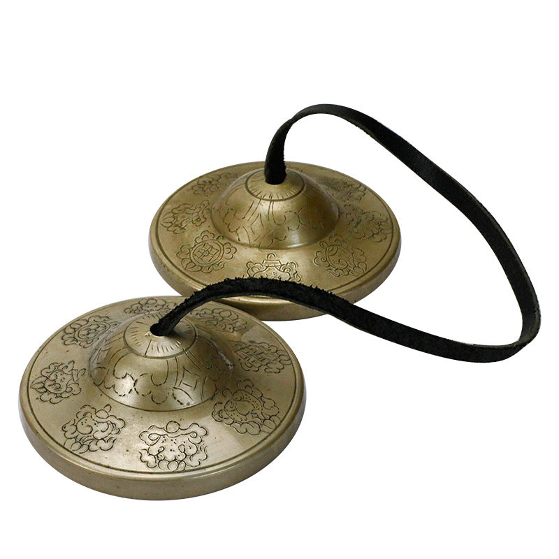 Nepal Bolt Bronze Ding Xia Jixiang Eight Treasures Carved Bolt Yoga Hall Meditation Niche Musical Instruments 8cm - image 5