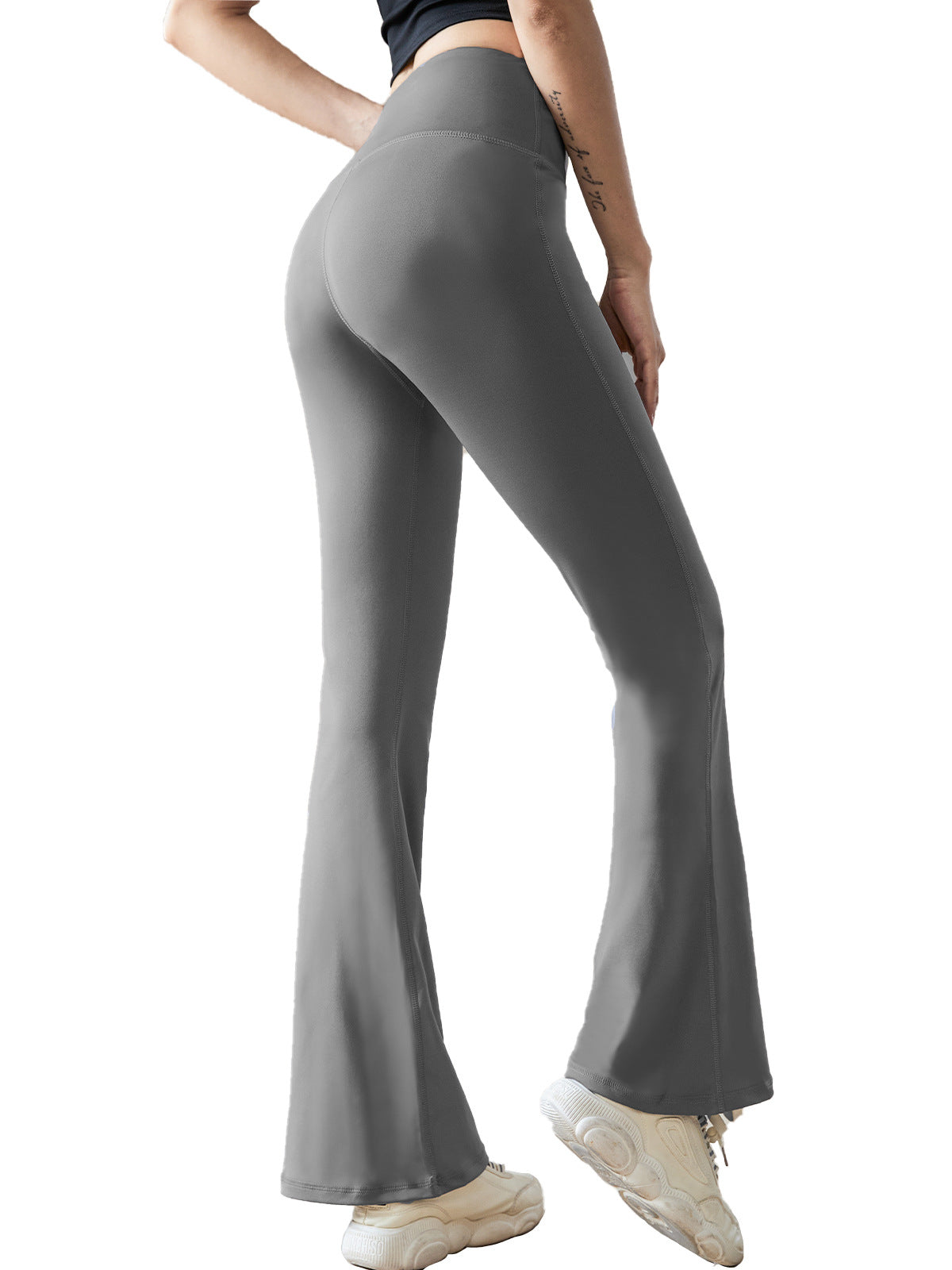 Casual Sports Yoga Pants Women's Tight Pants High-elastic Naked-feeling Moisture-absorbing Quick-drying Flared Pants High Waist Anti-Hemming Yoga Pants - image 5