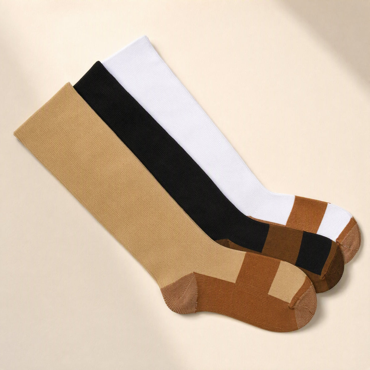 Copper fiber sports pressure calf socks with high-cylinder height and solid-color pattern - view 5