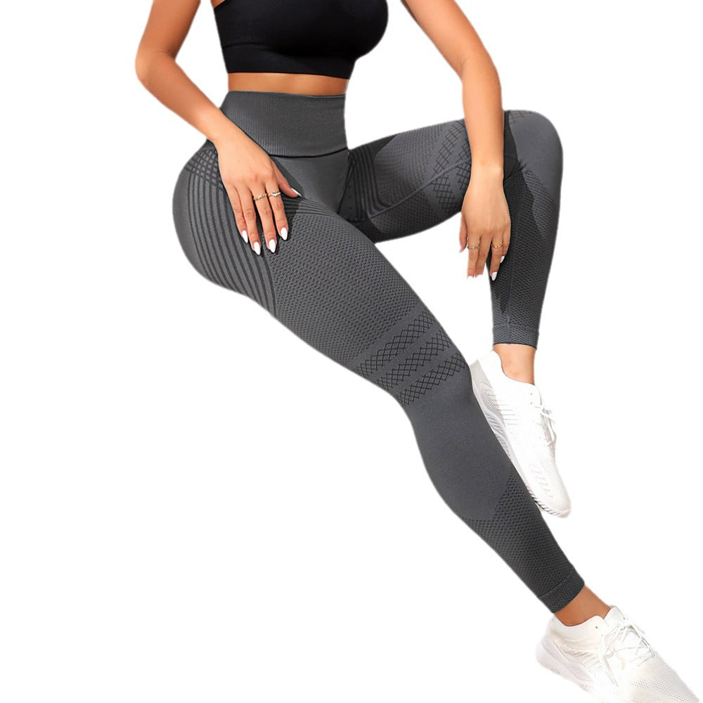 European and American sexy line hip sports tights women's high waist elastic fitness pants running yoga pants - image 5