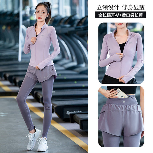 Autumn and winter professional mountaineering sports suit women's long sleeve outdoor leisure running yoga clothing fitness clothing quick-drying - image 2