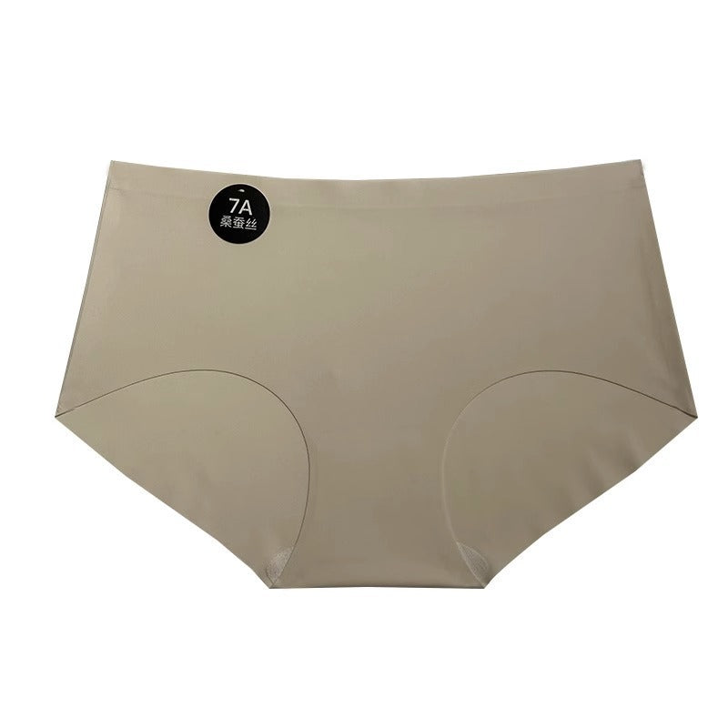 7A Mulberry Silk Milk Leather Underwear Women's Mid-Waist One-Piece Traceless Non-Hip Fitness Yoga Exercise Women's Briefs - image 5