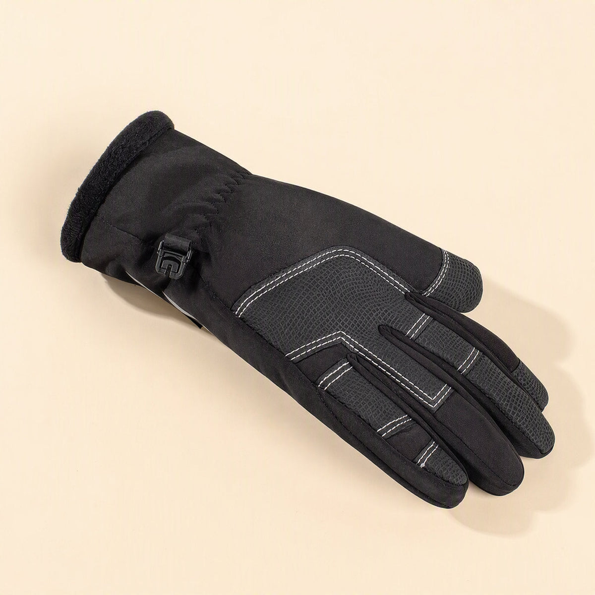 Full-finger winter cycling gloves with zipper detail - view 5