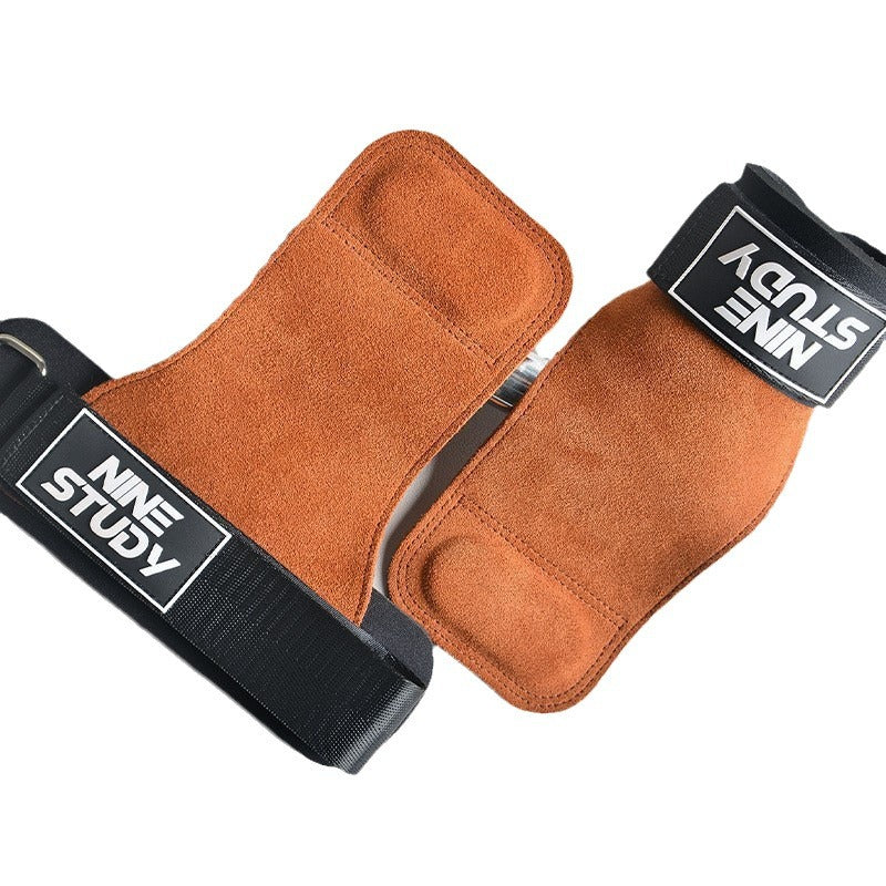 Hard Pull Booster with Cowhide Palm Men's Pull-Up Wrist Bracer Horizontal Bar Pull Back Grip with Hand Gloves Men's Fitness Gloves - image 5