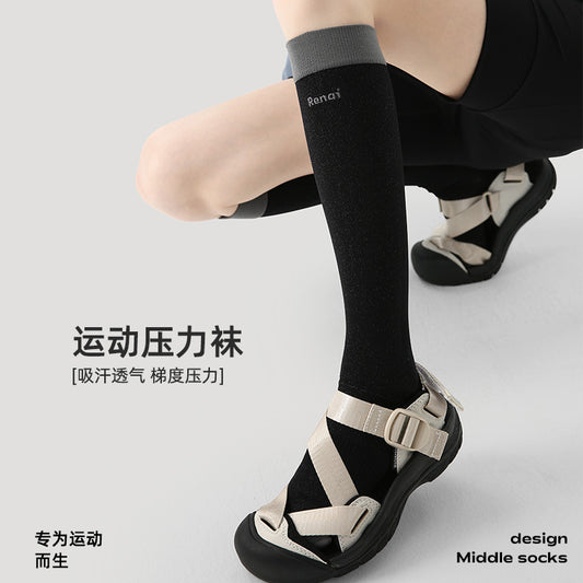 Renaissance Pressure Sports Calf Socks Women's Spring and Summer Running Breathable Sweat-Absorbent Outdoor Fitness Hiking Socks - image 2