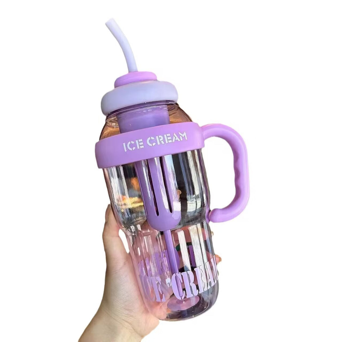 High-Looking, Large-Capacity Sports and Fitness Water Cup, Summer Plastic Cup, Ice Cup, Lucky Belly Cup with Straw - image 5