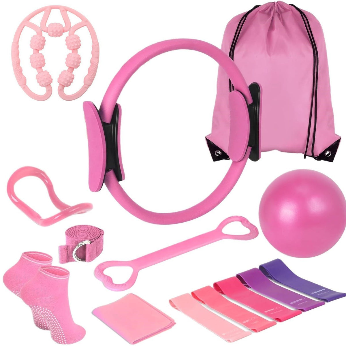 Pilates Circle Fitness Five-Piece Set Yoga Exercise Resistance Bands Resistance Circle Resistance Device Yoga Auxiliary Equipment - image 5