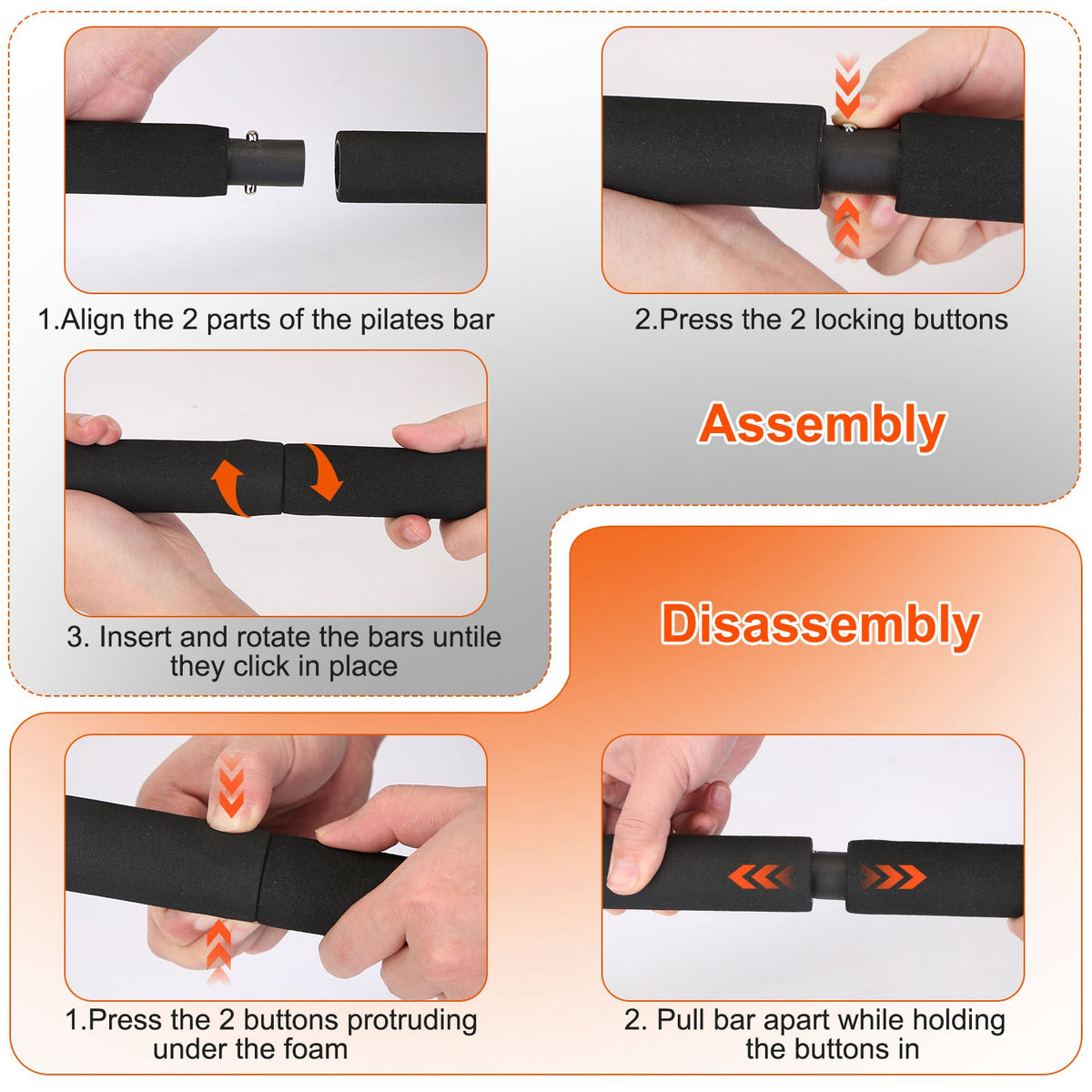 Pilates Bar with Resistance Bands Kit