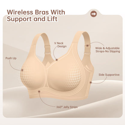 Foreign Trade Soft Support Large Bust Bra for Women, Seamless Thin Style, Wireless Bra, Push-Up Comfortable Bra for Plus-Size Women, Jelly Bra - image 4