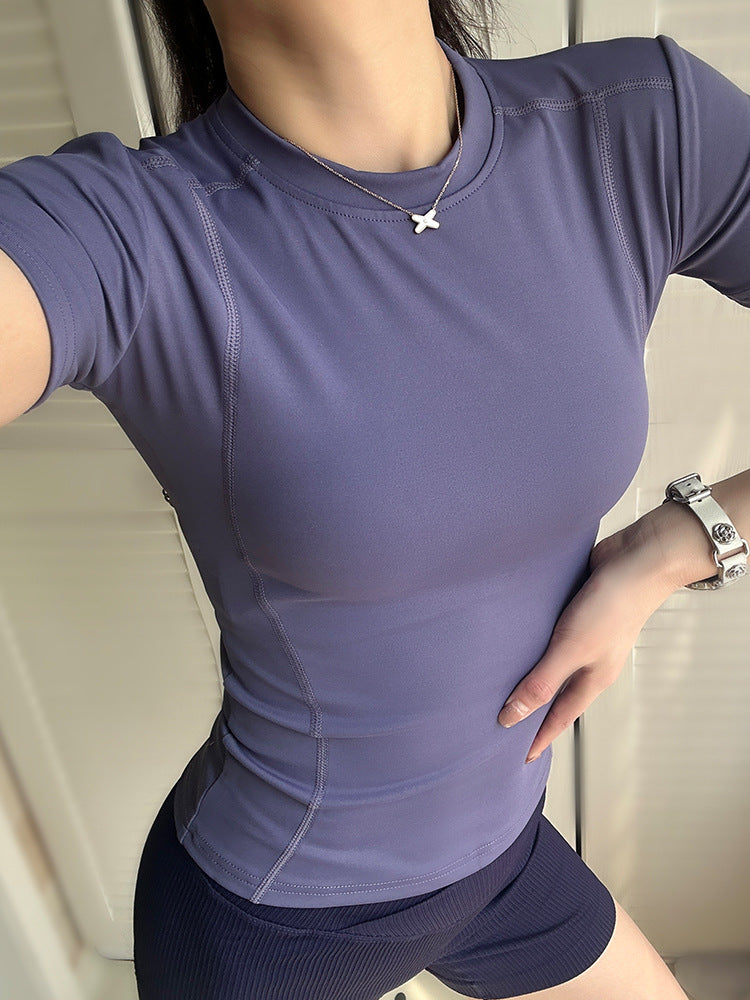 New Yoga Clothing Tops, Sports Short-Sleeved Women's Running Morning Running Clothes, Tight-Fitting Sports T-Shirts, Quick-Drying Clothes, Fitness Clothes - image 4