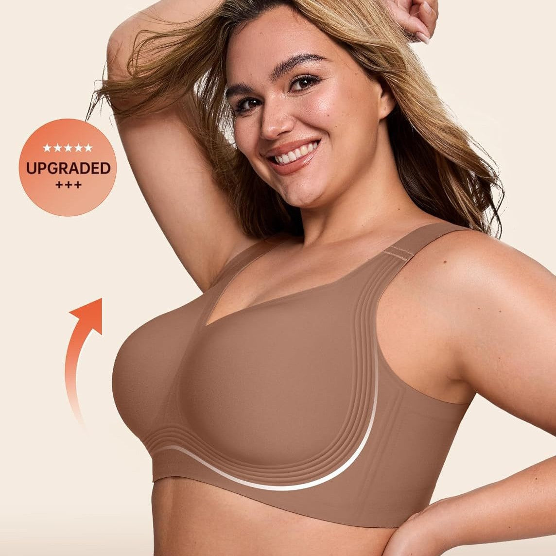 Letsjoli Women's Bra Supportive Wireless Push-Up Bra Full Coverage Seamless Plus Size - image 2