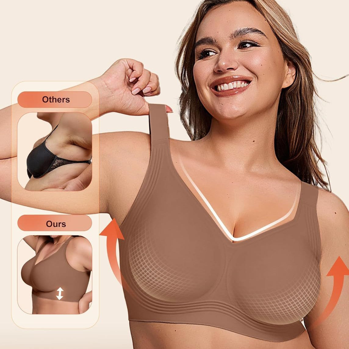 Letsjoli Women's Bra Supportive Wireless Push-Up Bra Full Coverage Seamless Plus Size - image 3