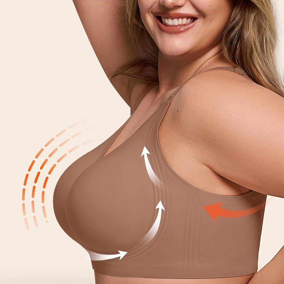 Letsjoli Women's Bra Supportive Wireless Push-Up Bra Full Coverage Seamless Plus Size - image 5