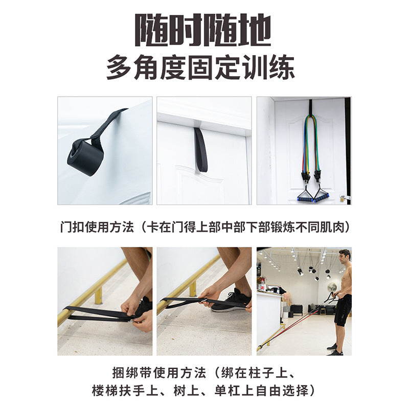 High Pull-Down Exercise Resistance Band with Door Anchor, Foam Resistance Rope, Fitness Accessories - image 2