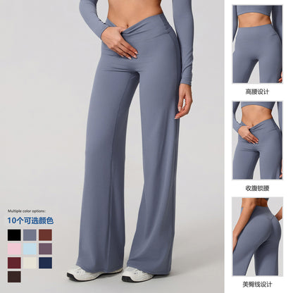 Xiga Cross-Border Straight-Leg Pants, Loose and Soft Yoga Wide-Leg Pants, Autumn and Winter Pilates Running Fitness High-Waisted Straight-Leg Pants - image 2