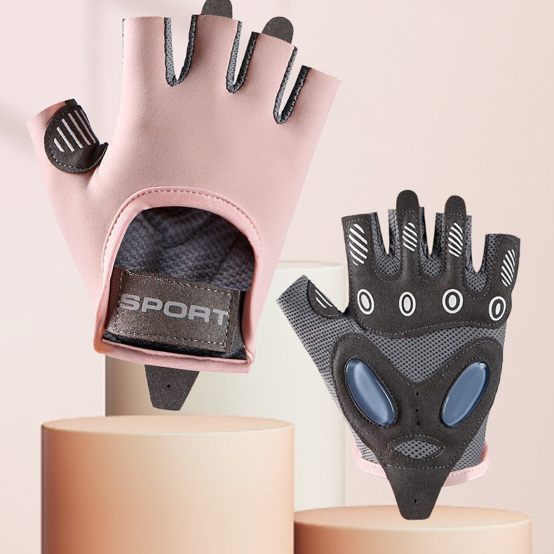 Half-Finger Shock-Absorbing Gloves with Air Cushion for Women, Breathable Cycling Gloves, Yoga Ice Silk Wear-Resistant Anti-Slip Callus Prevention Fitness Glove - image 4