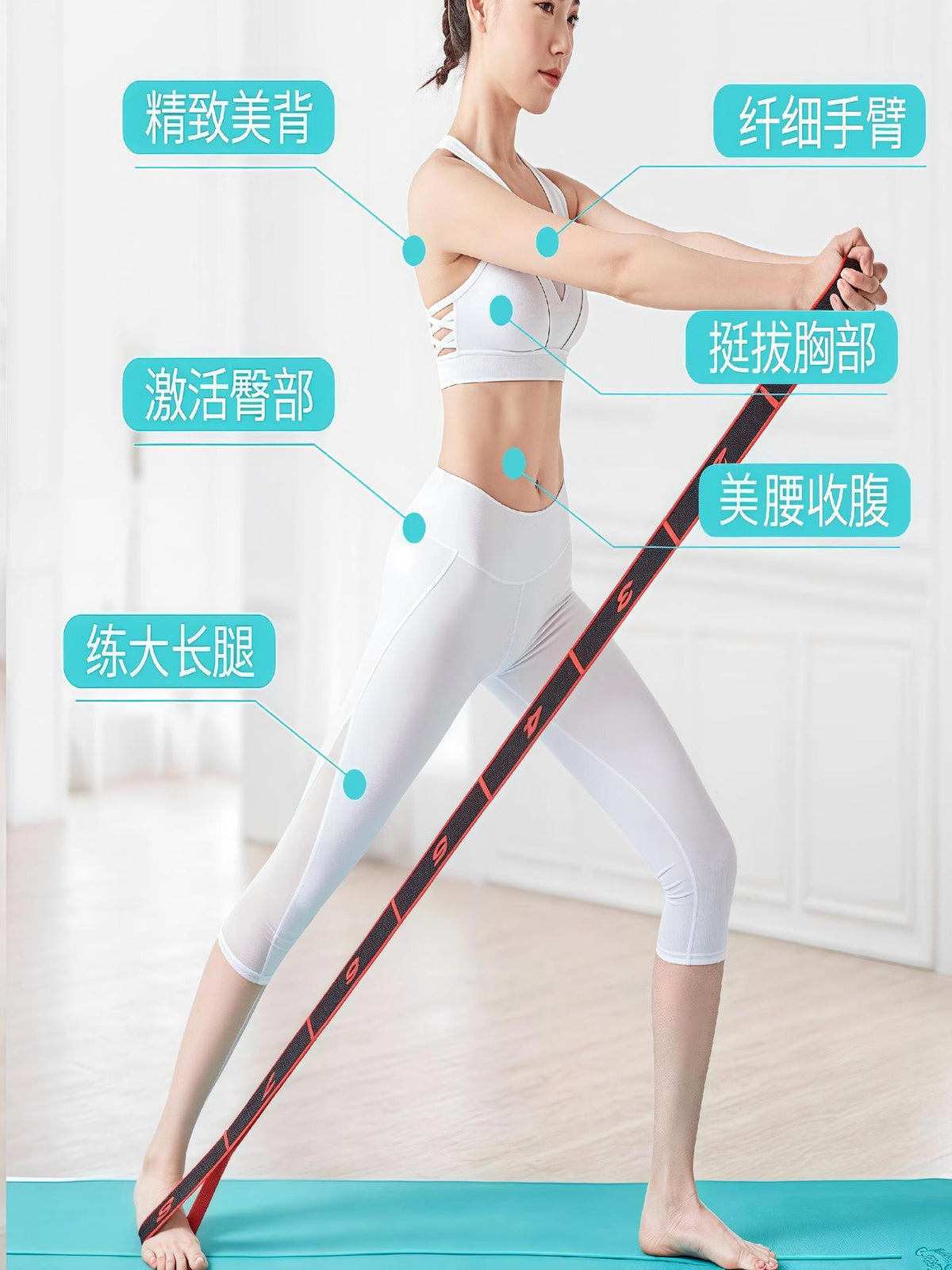 Digital Resistance Elastic Band for Beginners and Experienced Users, Yoga Stretching, Men's and Women's Fitness, Leg Strength, Dance Training, Stretching - image 2