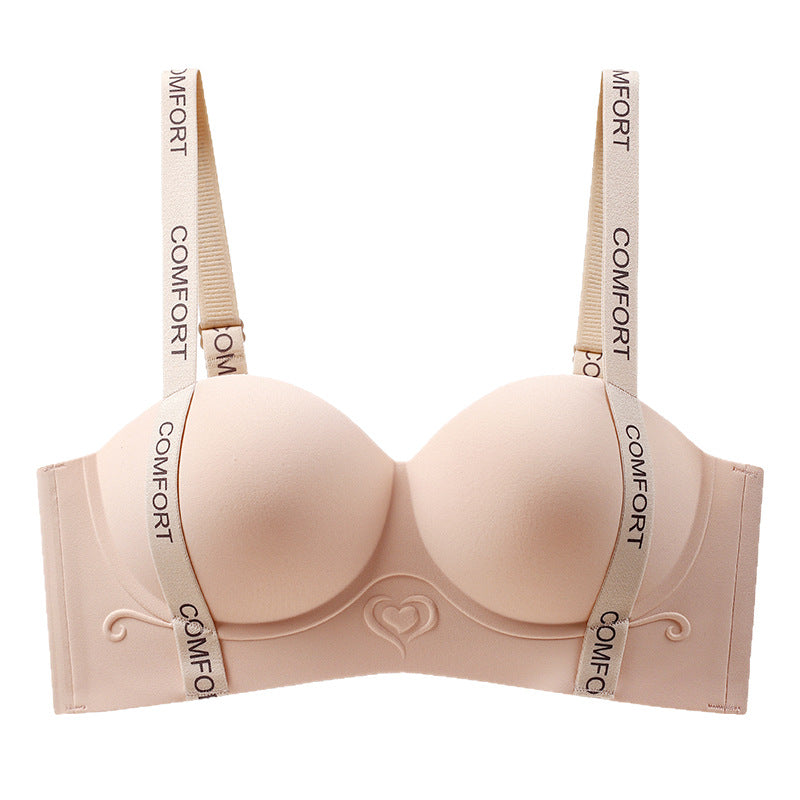 Amazon Cross-Border Peach Heart Half-Cup Small Bust Push-Up Bra Without Underwire for Women, Side Breast Reduction and Anti-Sagging Bra - image 5