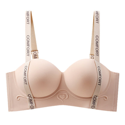 Amazon Cross-Border Peach Heart Half-Cup Small Bust Push-Up Bra Without Underwire for Women, Side Breast Reduction and Anti-Sagging Bra - image 5