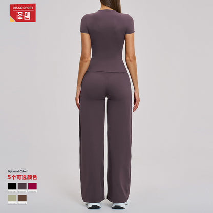 Ze Chuang Brushed Fleece Yoga Set High-Waisted Tight-Fitting Sports Fitness Set Outdoor Leisure Running Sports Set 8455 - image 2