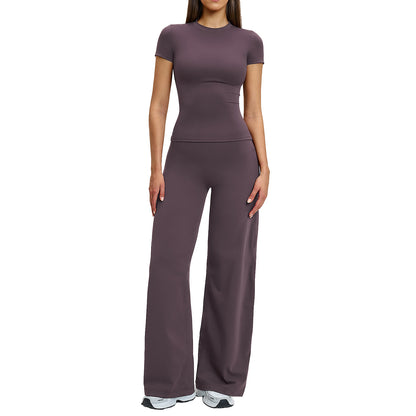 Ze Chuang Brushed Fleece Yoga Set High-Waisted Tight-Fitting Sports Fitness Set Outdoor Leisure Running Sports Set 8455 - image 5