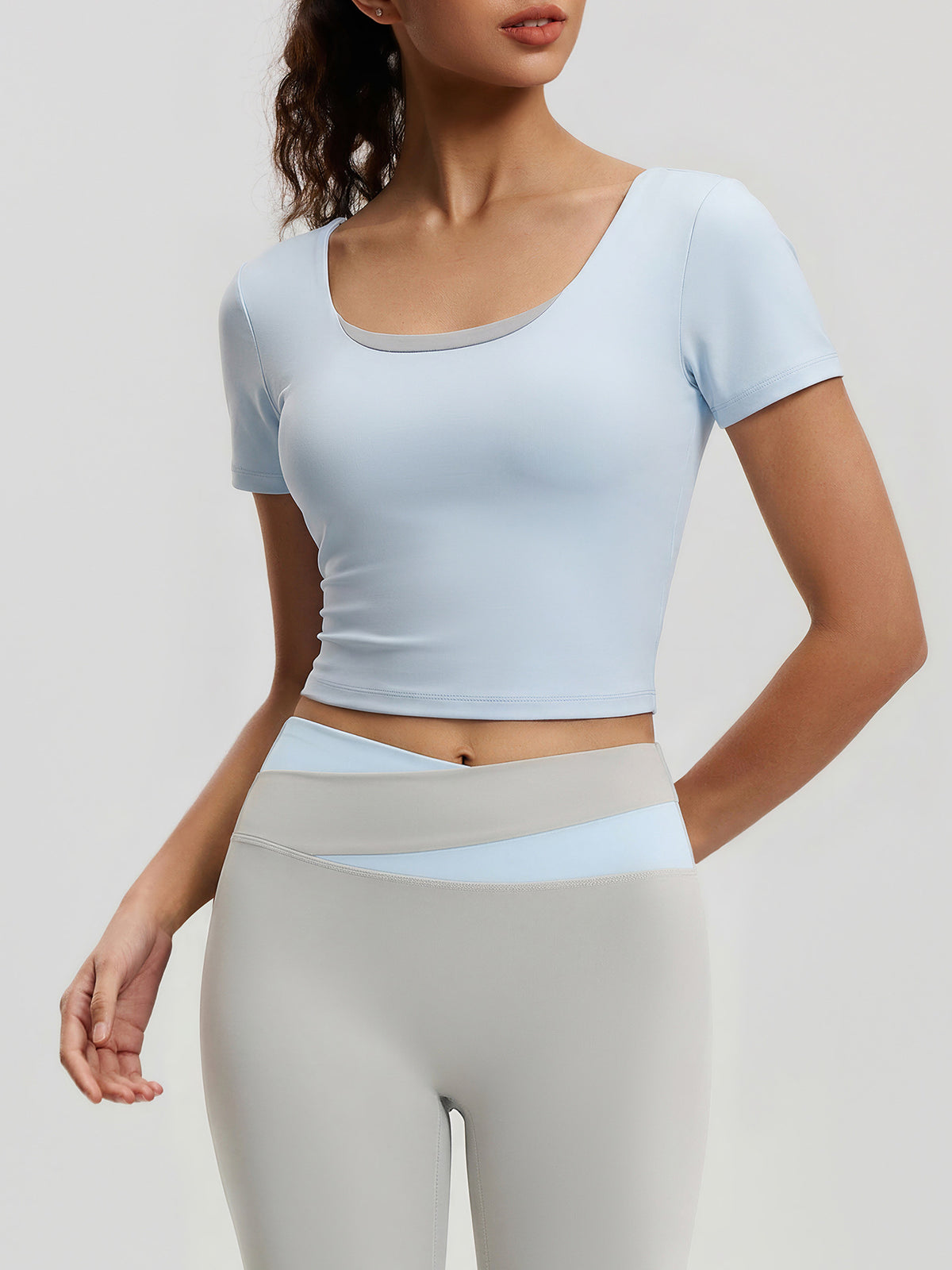 Juyitang's New Butterfly Back Yoga Top with Chest Pads, Short-Sleeved Cross-Over Sports Breathable Fitness Wear - image 3