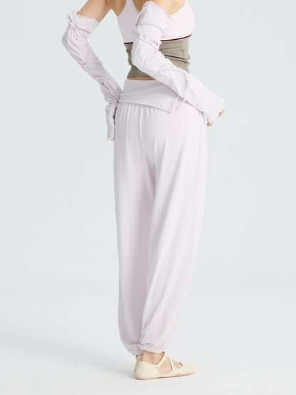 2026 Autumn/Winter New Women's Yoga Pants with Turn-Waist Buttons, Soft and Loose Jogger Pants, High-Waisted Slimming Fitness Wear - image 3