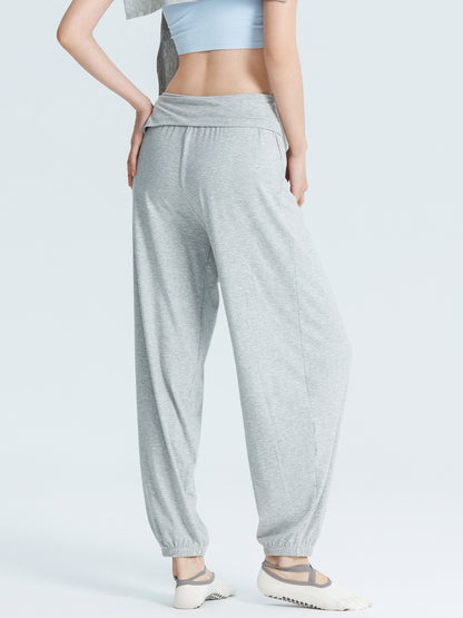 2026 Autumn/Winter New Women's Yoga Pants with Turn-Waist Buttons, Soft and Loose Jogger Pants, High-Waisted Slimming Fitness Wear - image 4