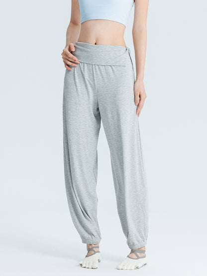 2026 Autumn/Winter New Women's Yoga Pants with Turn-Waist Buttons, Soft and Loose Jogger Pants, High-Waisted Slimming Fitness Wear - image 5