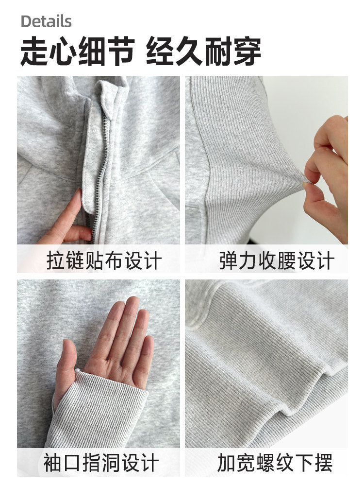 Early Spring Slim-Fit Sweatshirt Jacket for Women, Regular Shoulder, Waist-Cinching Yoga Top, Short Hooded Cardigan for Spring, 2026 New Model - image 3