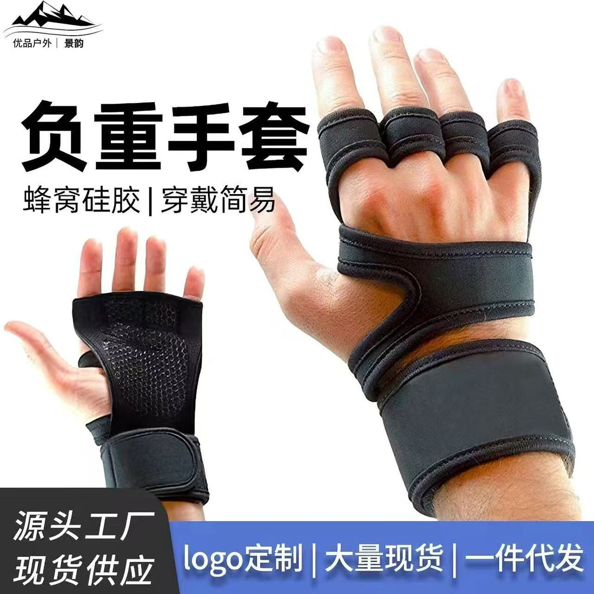 Fitness Gloves, Weightlifting Wrist Guards, Cycling Gloves for Men and Women, Non-Slip Pull-Up Protection, Palm Protection, Wholesale Sports Dumbbell Half-Finger Gloves - image 1