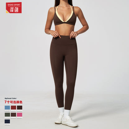 Cross-Border Amazon Sports Suit Fake Two-Piece Spaghetti Strap Sports Suit Casual Running Yoga Suit for Women 6116 - image 2
