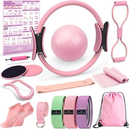 Cross-Border Yoga and Pilates 16-Piece Set Latex Resistance Rings Pilates Ring Combination Set for Women Home Use Yoga Ball - image 1