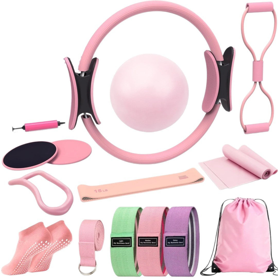Cross-Border Yoga and Pilates 16-Piece Set Latex Resistance Rings Pilates Ring Combination Set for Women Home Use Yoga Ball - image 5