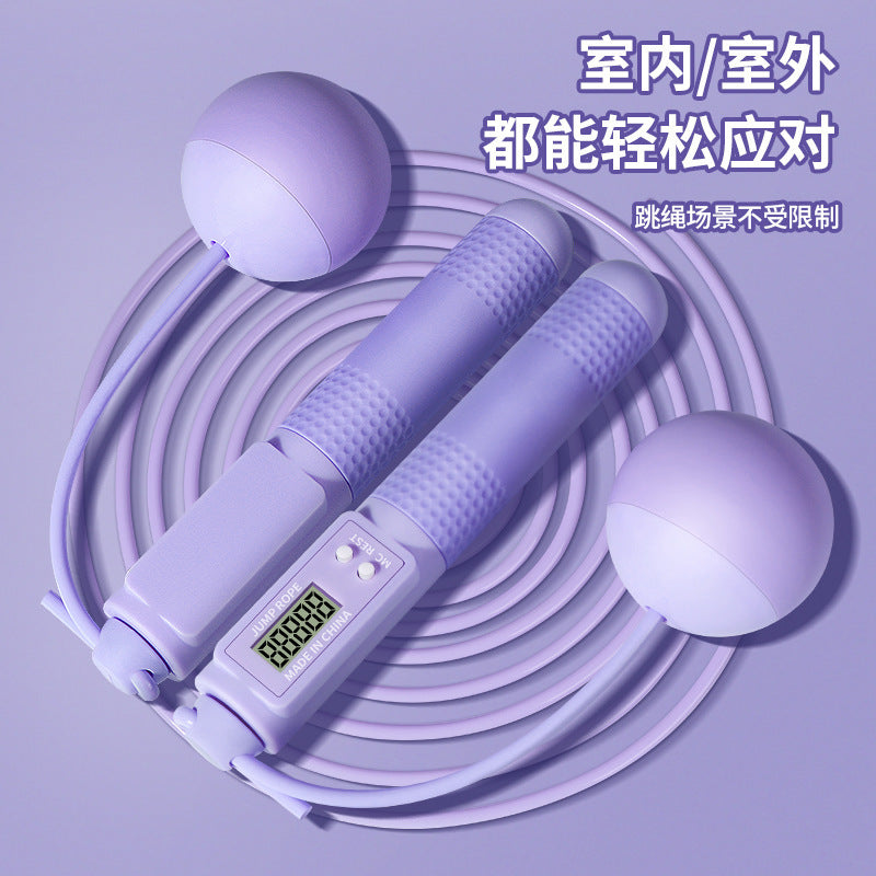 Manufacturer's Source for Fitness Shaping and Fat Reduction Exercise, Adult Weighted Cordless Large Ball Type Jump Rope with Counter, Steel Wire Jump Rope - image 1