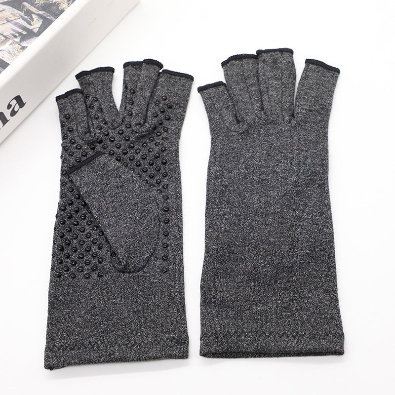 Cross-Border Popular Hemp Gray Dotted Pressure Gloves Half-Finger Joint Protection Gloves for Men and Women, Sports Fitness Cycling Gloves Wholesale - image 2