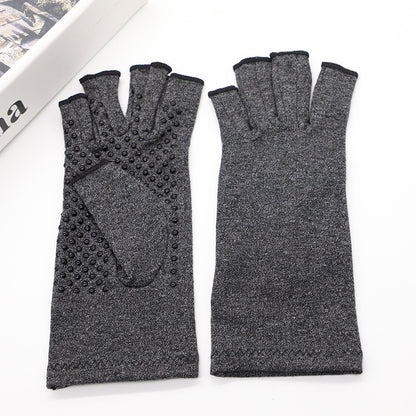Cross-Border Popular Hemp Gray Dotted Pressure Gloves Half-Finger Joint Protection Gloves for Men and Women, Sports Fitness Cycling Gloves Wholesale - image 2