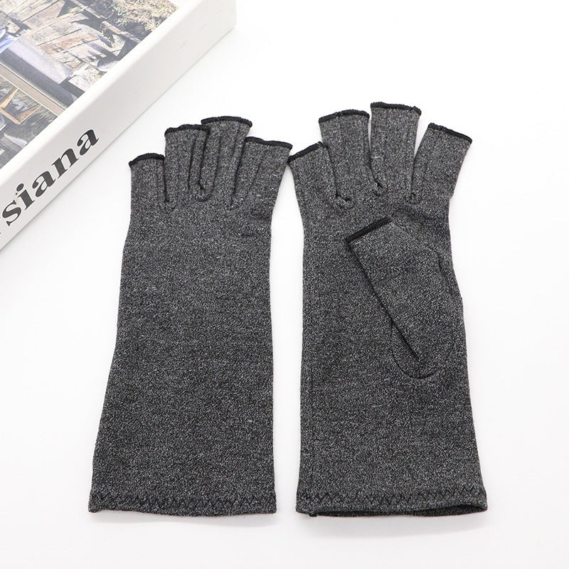 Cross-Border Popular Hemp Gray Dotted Pressure Gloves Half-Finger Joint Protection Gloves for Men and Women, Sports Fitness Cycling Gloves Wholesale - image 3