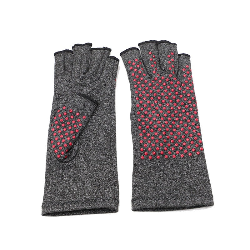 Cross-Border Popular Hemp Gray Dotted Pressure Gloves Half-Finger Joint Protection Gloves for Men and Women, Sports Fitness Cycling Gloves Wholesale - image 5