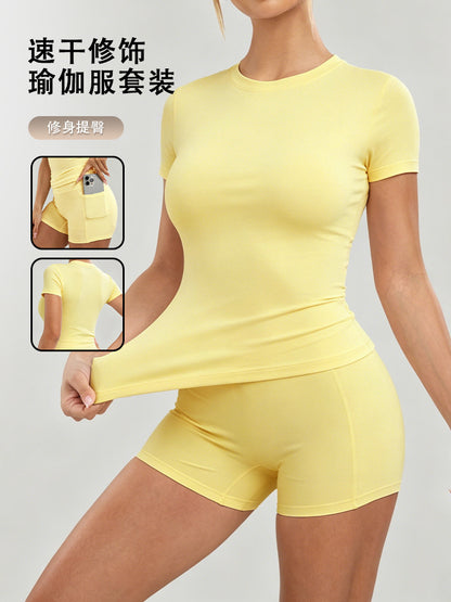 Cross-Border Popular Hip-Lifting Yoga Outfit Set for Women, High-Waisted Quick-Dry Sportswear Two-Piece Set for Fitness and Pilates Training - image 1