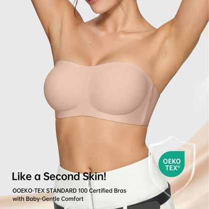 Amazon Women's Strapless Bra Jelly Push-Up Bandeau Bra Non-Slip Wireless Soft Support Cross-Border Bra - image 3