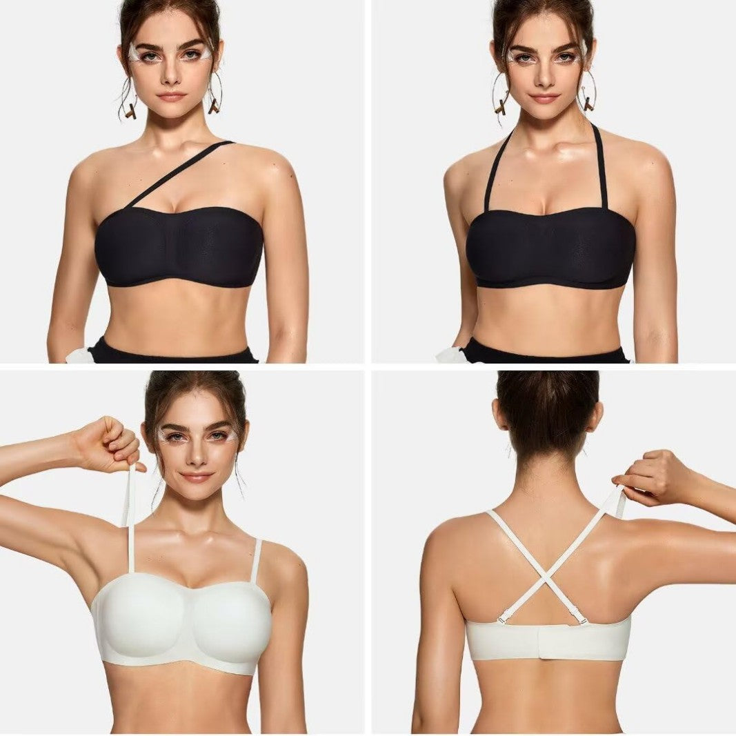 Amazon Women's Strapless Bra Jelly Push-Up Bandeau Bra Non-Slip Wireless Soft Support Cross-Border Bra - image 4