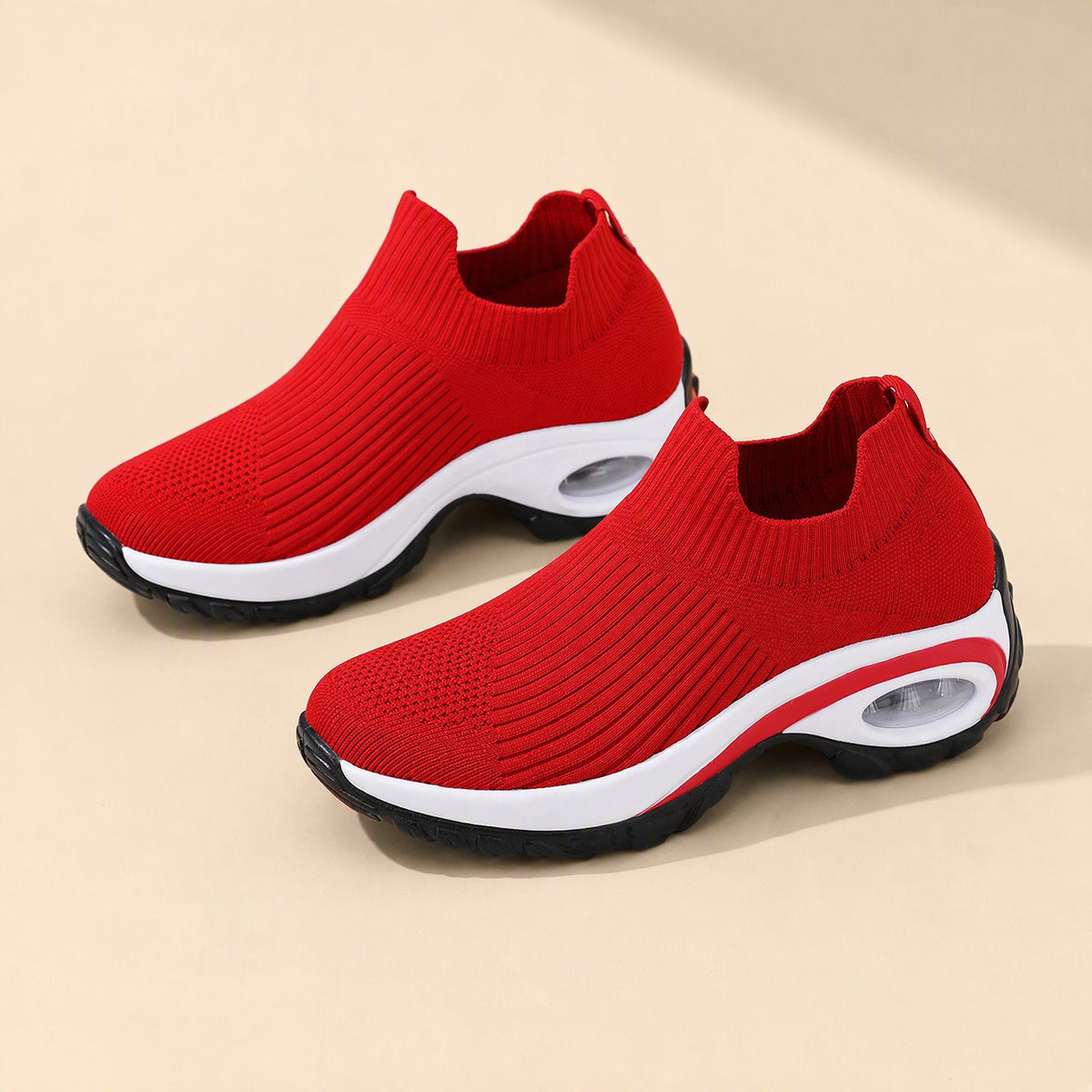 Women's low-top mesh running shoes with a fabric upper, round toe, and front tie - view 2