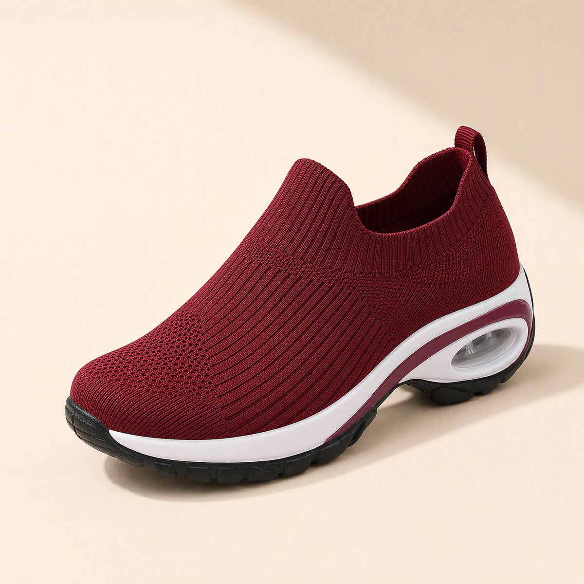 Women's low-top mesh running shoes with a fabric upper, round toe, and front tie - view 3