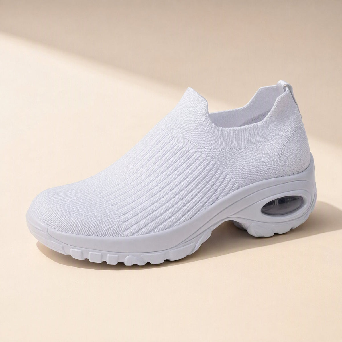Women's low-top mesh running shoes with a fabric upper, round toe, and front tie - view 4