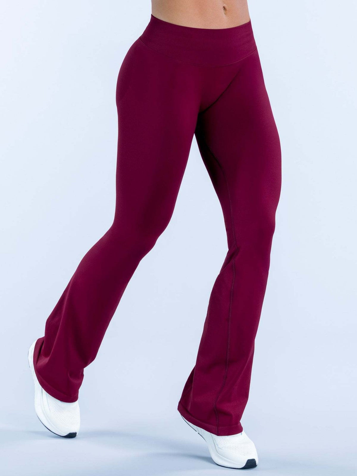 Cross-Border Amazon Matte Nylon Regular Length Flat Waist Tight-Fitting Butt-Lifting Flared Pants Seamless Fitness Flared Pants - image 3