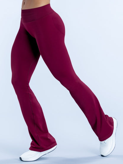 Cross-Border Amazon Matte Nylon Regular Length Flat Waist Tight-Fitting Butt-Lifting Flared Pants Seamless Fitness Flared Pants - image 4