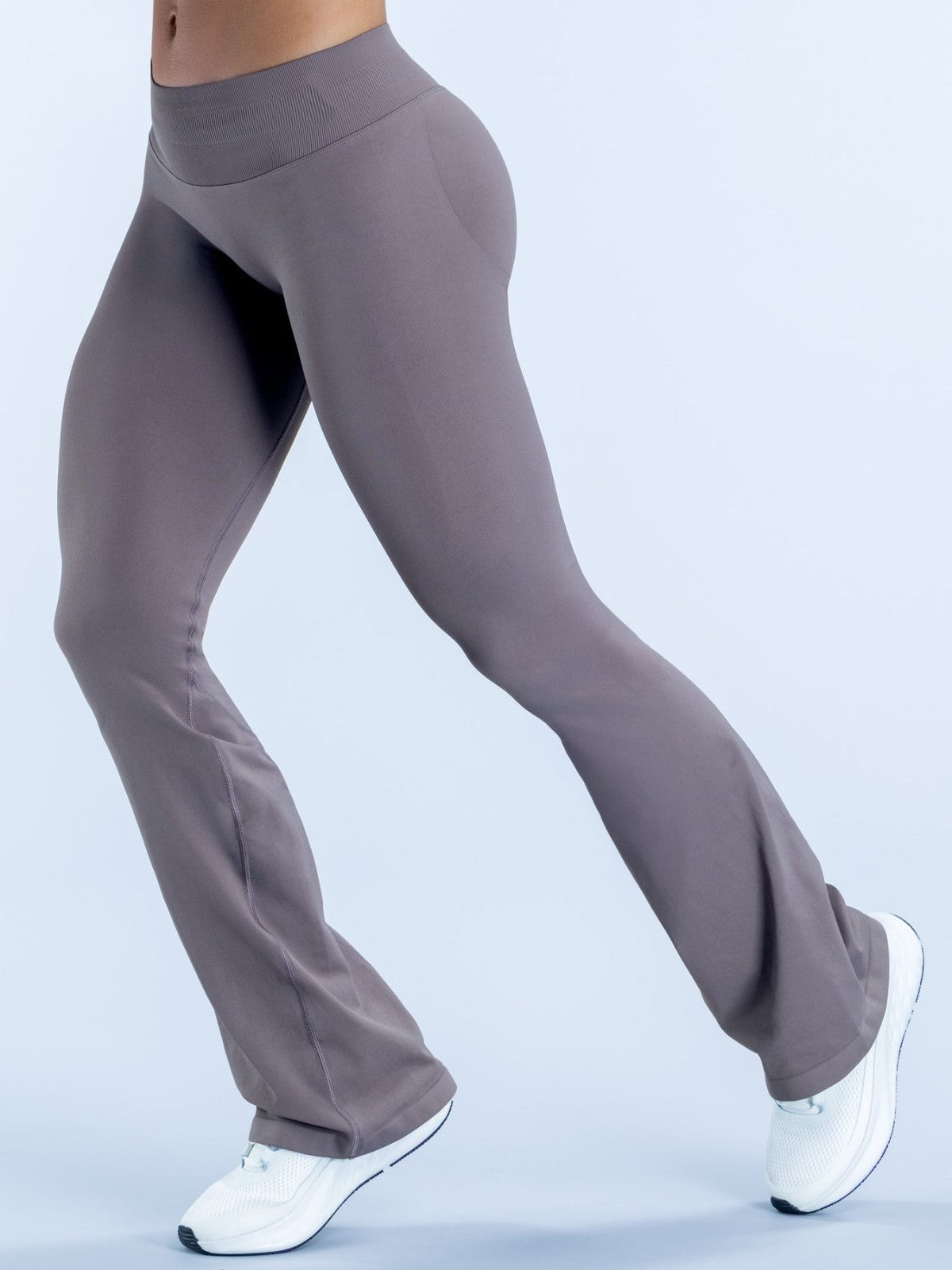 Cross-Border Amazon Matte Nylon Regular Length Flat Waist Tight-Fitting Butt-Lifting Flared Pants Seamless Fitness Flared Pants - image 5