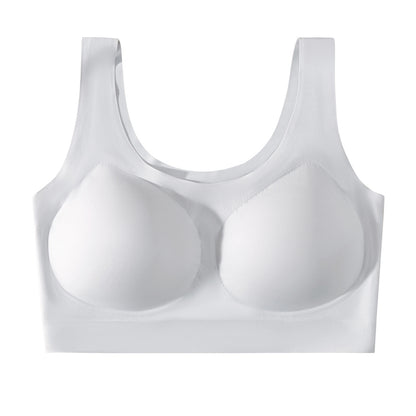 Fully fixed cup integrated jelly seamless push-up plus-size foundation liquid invisible underwear women's vest-style bra - image 5